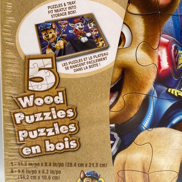Paw Patrol The Movie - Set of 5 Wood Puzzles with Storage Box for Kids - Picture 3 of 12